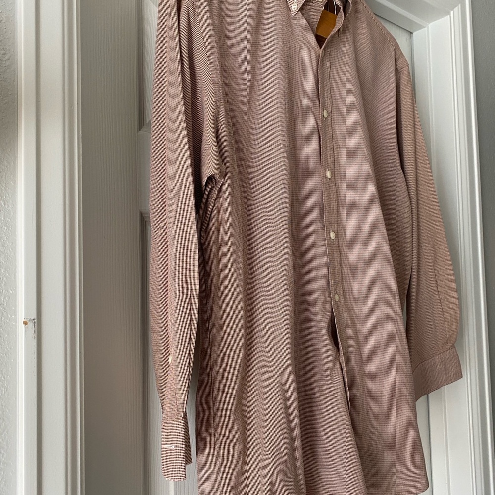 Ralph Lauren Men’s Dress Shirt| Size 16 32/33| Brown Micro-Check Plaid - Picture 2 of 9